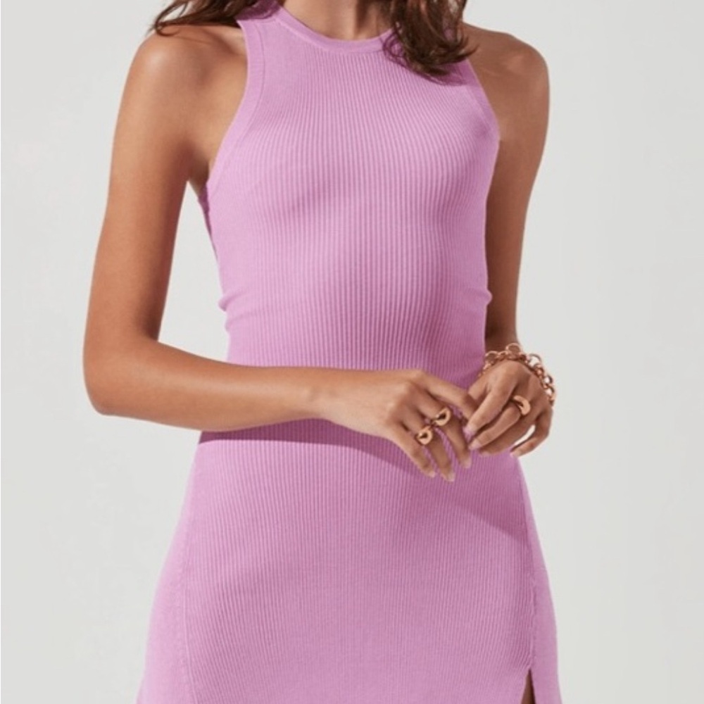 ASTR Meera Pink Orchid Ribbed Midi Dress
